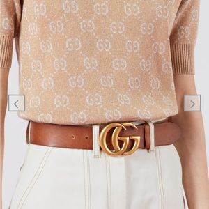 Auth Gucci Leather belt with Double G Marmont buckle Brown 70 = Sz 0 XS $520